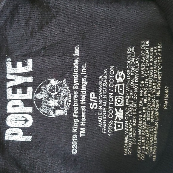 Popeye the Sailor man black LS Tee shirt size Small - Picture 7 of 7